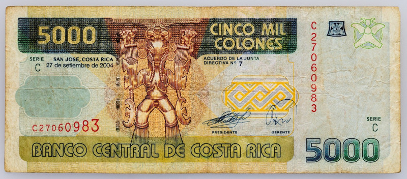 Costa Rica, 5000 Colones 2004 Costa Rica, 5000 Colones 2004; VG

Grade: VG