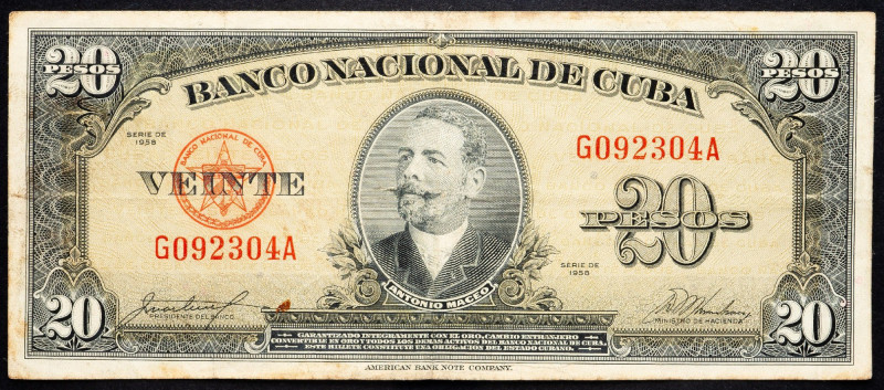 Cuba, 20 Pesos 1958 Cuba, 20 Pesos 1958; VG

Grade: VG