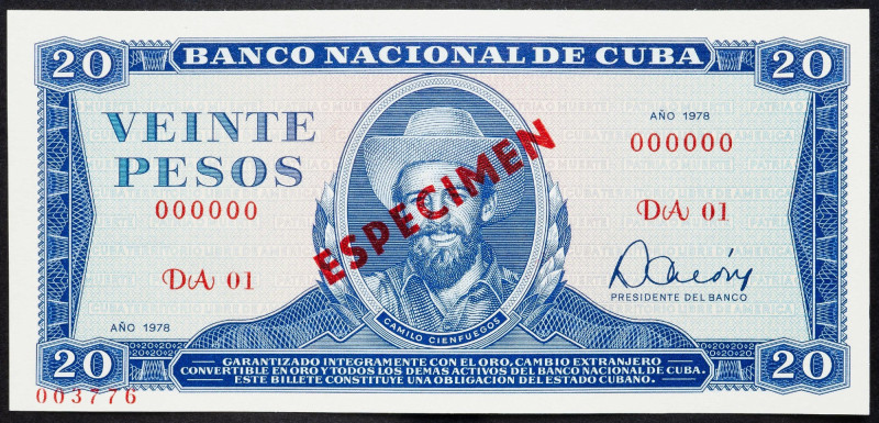 Cuba, 20 Pesos 1978 Cuba, 20 Pesos 1978, Especiman; UNC

Grade: UNC