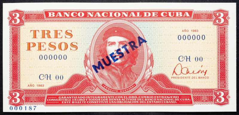 Cuba, 3 Pesos 1983 Cuba, 3 Pesos 1983, Muestra; UNC

Grade: UNC