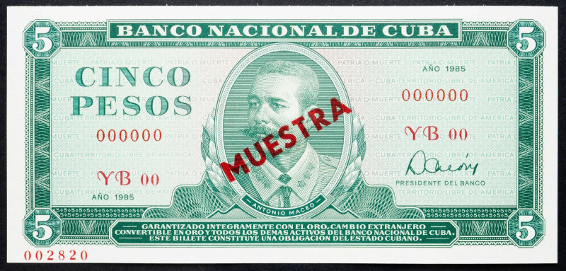 Cuba, 5 Pesos 1985 Cuba, 5 Pesos 1985, Muestra; UNC

Grade: UNC