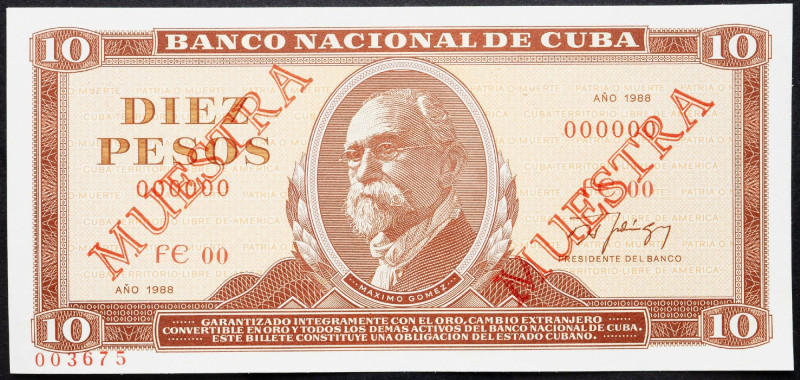 Cuba, 10 Pesos 1988 Cuba, 10 Pesos 1988, Muestra; UNC

Grade: UNC