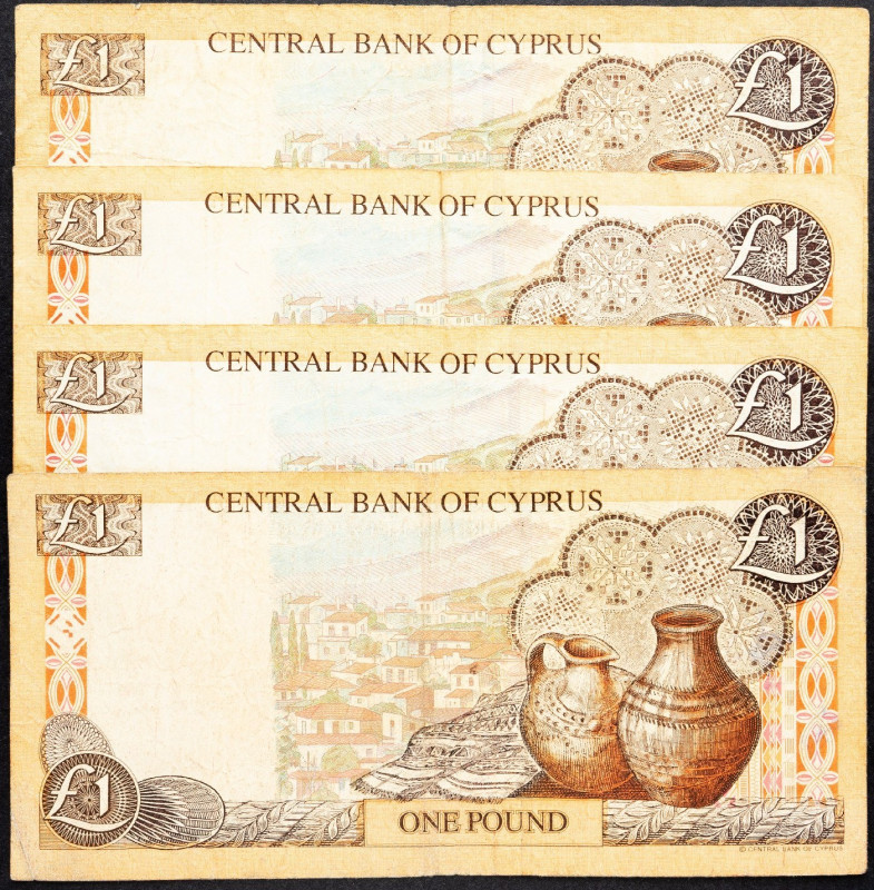 Cyprus, 1 Pound 1997, 1998, 2001 Cyprus, 1 Pound 1997, 1998, 2001, Scribbled; VG...