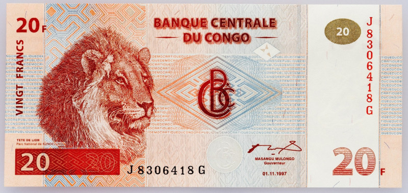 Democratic Republic of the Congo, 20 Francs 1997 Democratic Republic of the Cong...