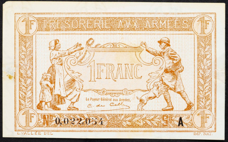 France, 1 Franc 1919 France, 1 Franc 1919, Glued tear; EF

Grade: EF