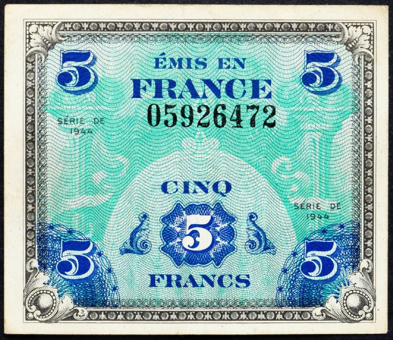 France, 5 Francs 1944 France, 5 Francs 1944; EF

Grade: EF