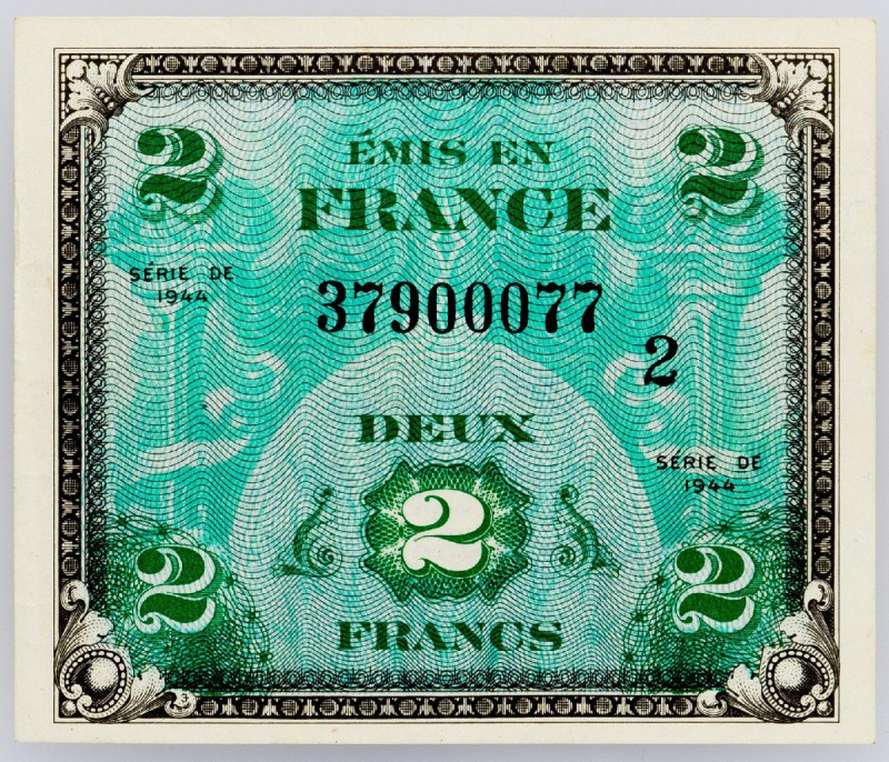 France, 2 Francs 1944 France, 2 Francs 1944, Series 2; aUNC

Grade: aUNC