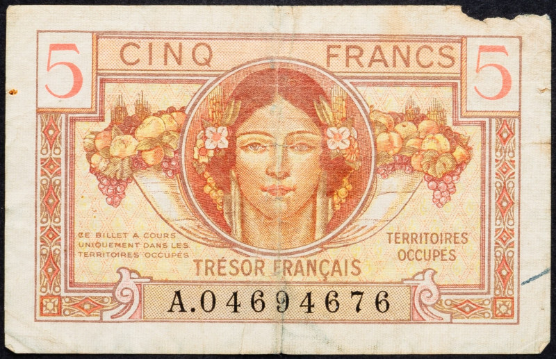 France, 5 Francs 1947 France, 5 Francs 1947; VG

Grade: VG