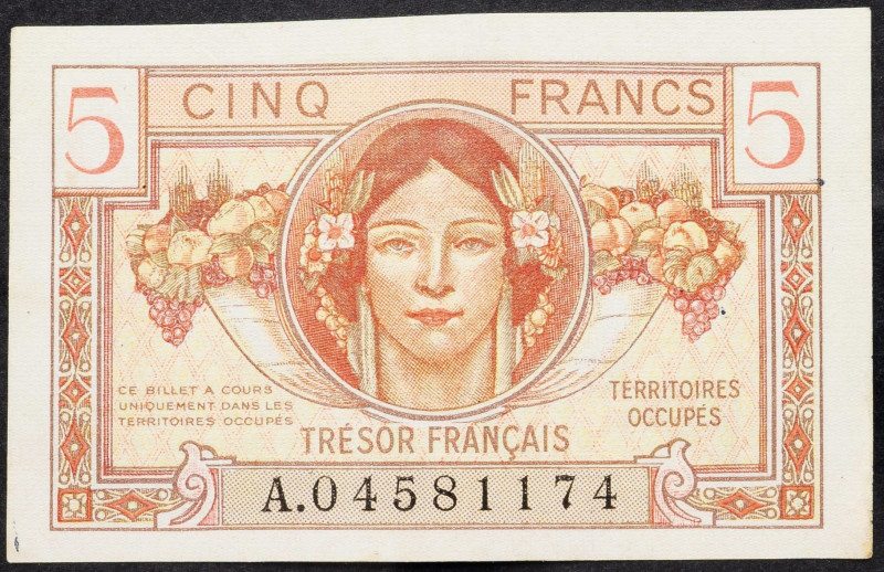 France, 5 Francs 1947 France, 5 Francs 1947; EF

Grade: EF