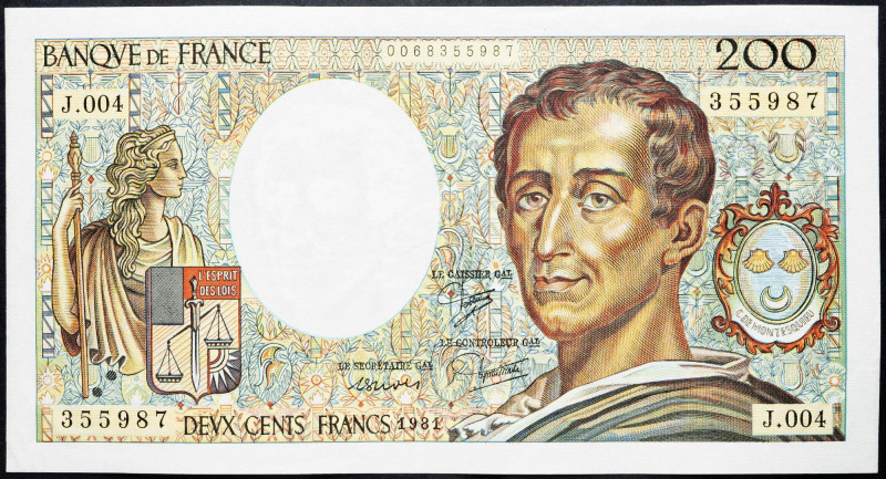 France, 200 Francs 1981 France, 200 Francs 1981; VF

Grade: VF