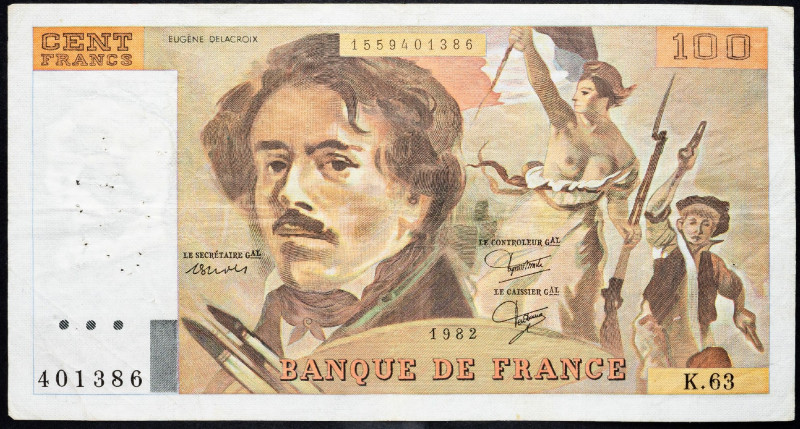 France, 100 Francs 1982 France, 100 Francs 1982; VG

Grade: VG