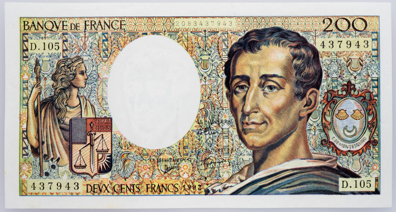 France, 200 Francs 1992 France, 200 Francs 1992; aUNC

Grade: aUNC