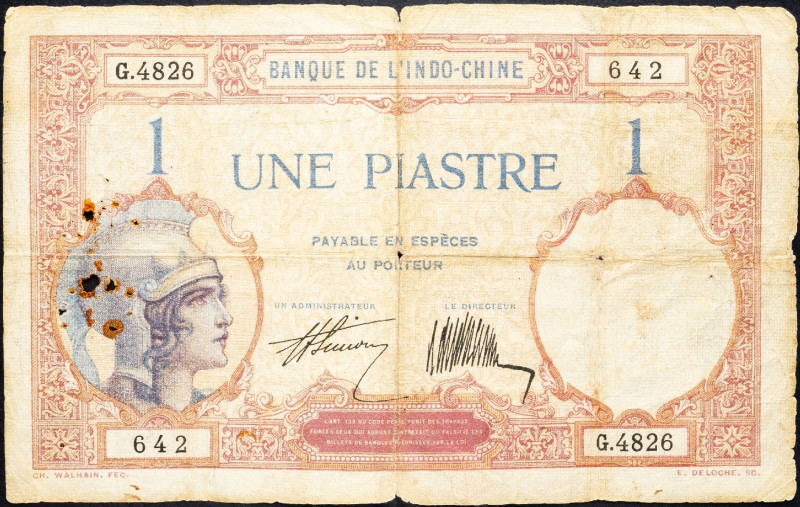 French Indochina, 1 Piastre 1921-1931 French Indochina, 1 Piastre 1921-1931; G
...