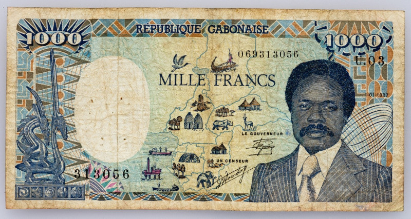 Gambia, 1000 Francs 1987 Gambia, 1000 Francs 1987, Holes in the banknote; VG

...