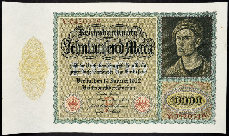 Germany, 10000 Mark 1922 Germany, 10000 Mark 1922; F

Grade: F