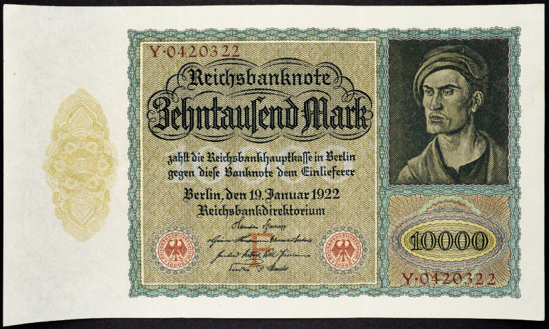 Germany, 10000 Mark 1922 Germany, 10000 Mark 1922; F

Grade: F