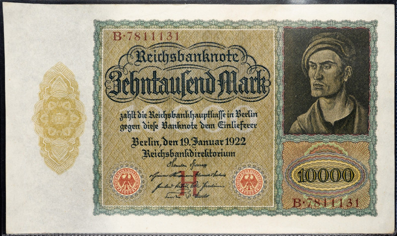 Germany, 10000 Mark 1922 Germany, 10000 Mark 1922; VF

Grade: VF