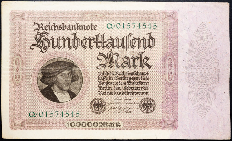 Germany, 100000 Mark 1923 Germany, 100000 Mark 1923; VG

Grade: VG