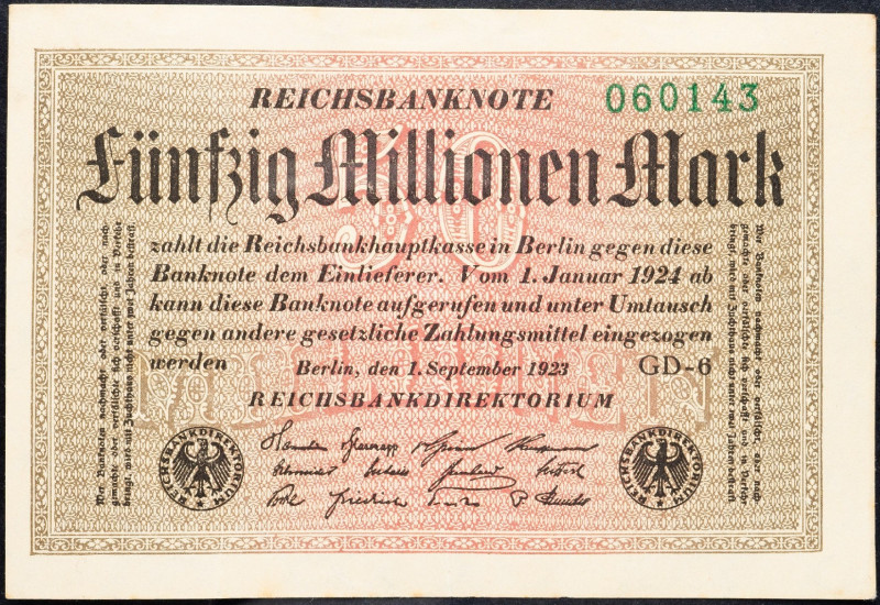 Germany, 50000000 Mark 1923 Germany, 50000000 Mark 1923; aVF

Grade: aVF