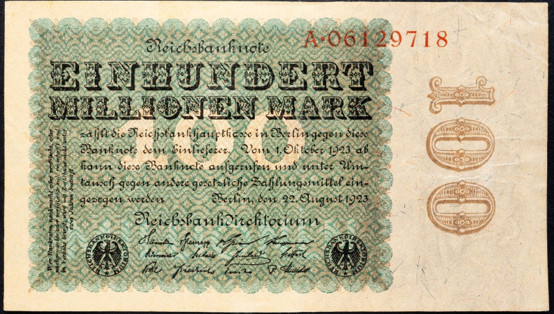 Germany, 100 Mark 1923 Germany, 100 Mark 1923; F

Grade: F