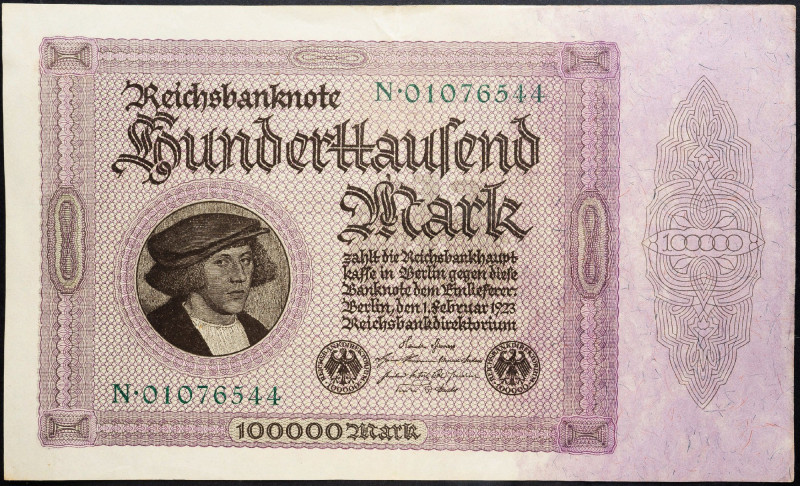 Germany, 100000 Mark 1923 Germany, 100000 Mark 1923; VF

Grade: VF