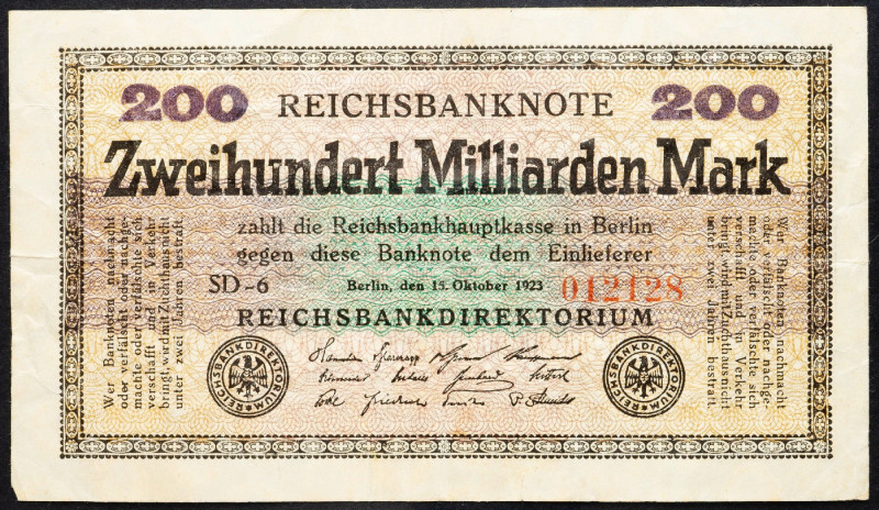 Germany, 200 Mark 1923 Germany, 200 Mark 1923; F

Grade: F