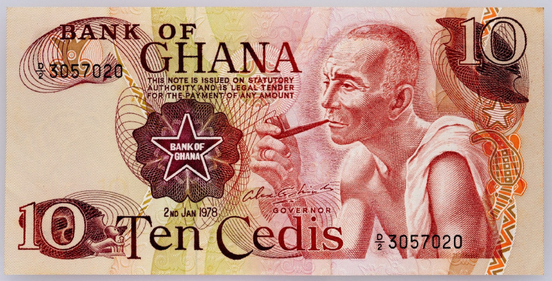 Ghana, 10 Cedis 1978 Ghana, 10 Cedis 1978; aUNC

Grade: aUNC