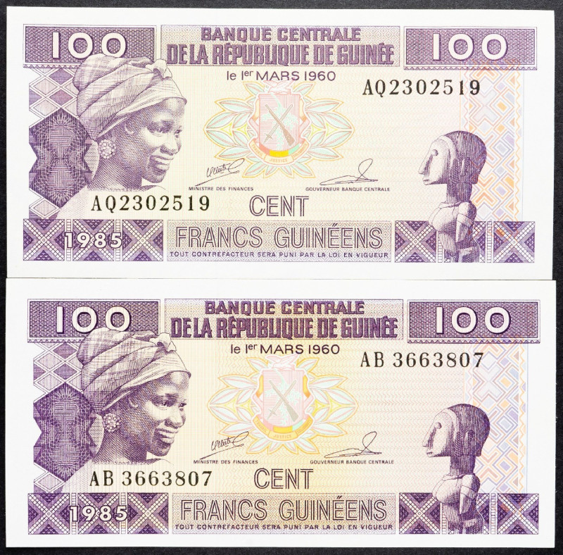 Guinea, 100 Francs 1995 Guinea, 100 Francs 1995, Lot of two banknotes; aUNC

G...