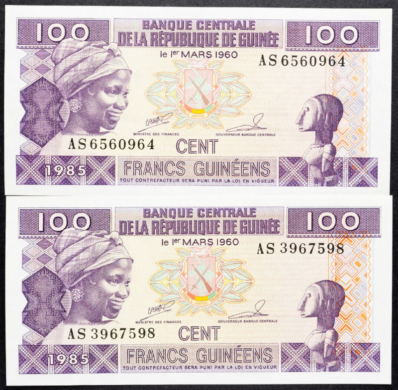 Guinea, 100 Francs 1995 Guinea, 100 Francs 1995, Lot of two banknotes; aUNC

G...