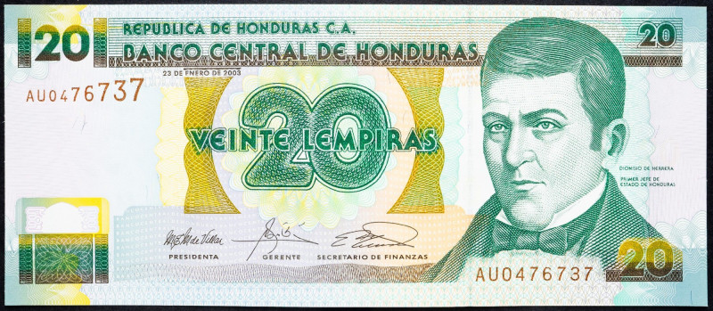 Honduras, 20 Lempiras 2003 Honduras, 20 Lempiras 2003; EF

Grade: EF