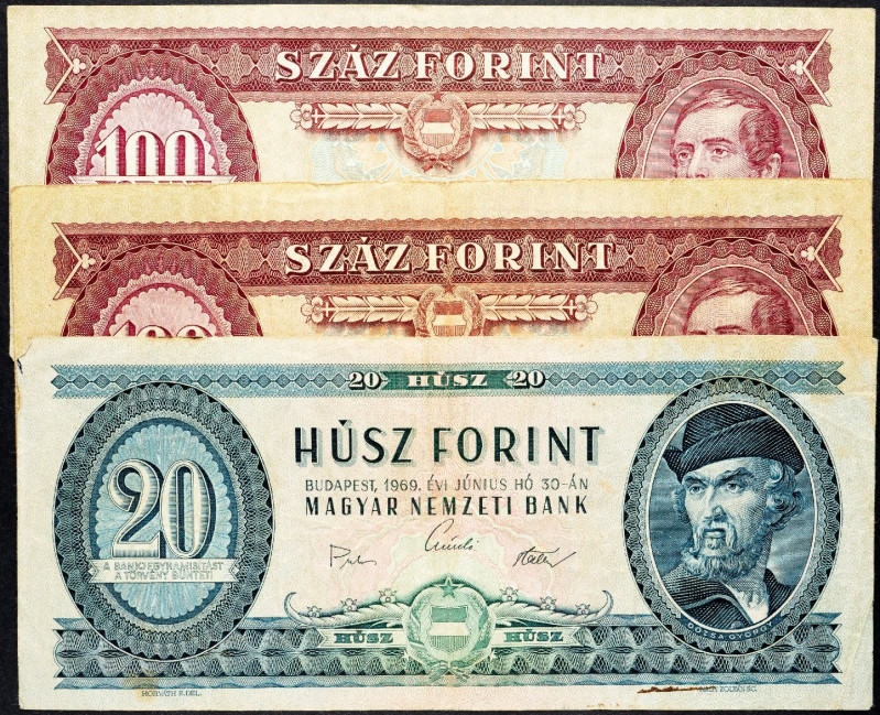 Hungary, 20, 100 Forint 1969, 1984, 1984 Hungary, 20, 100 Forint 1969, 1984, 198...
