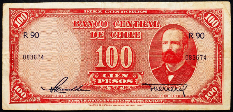 Chile, 100 Pesos 1947 Chile, 100 Pesos 1947; VG

Grade: VG