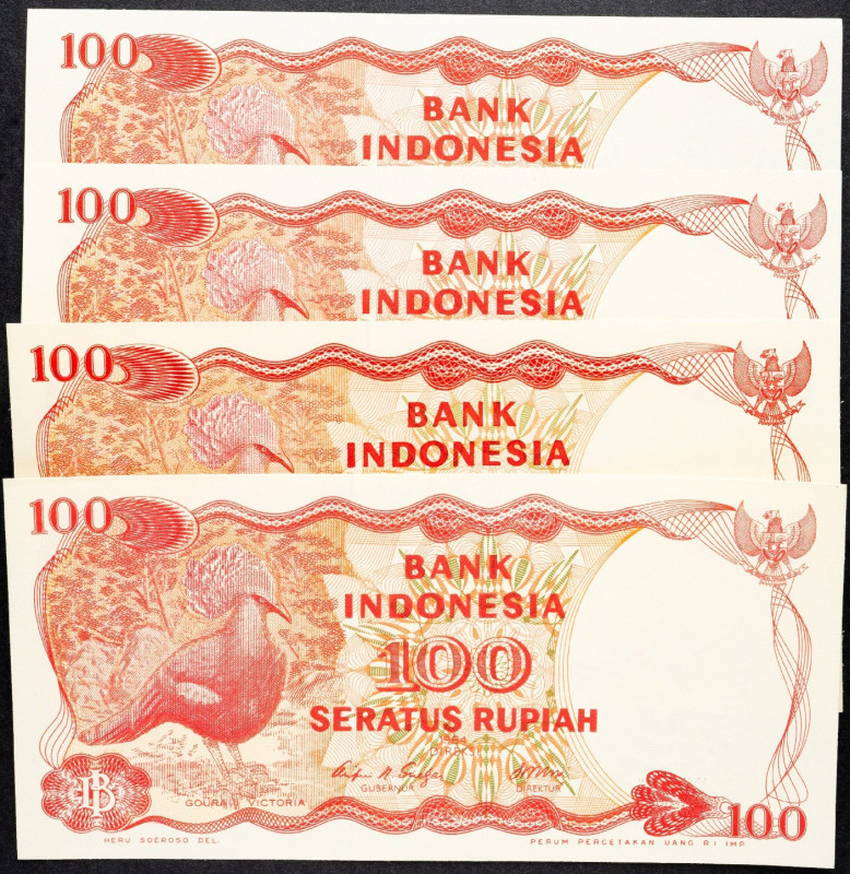 Indonesia, 100 Rupiah 1984 Indonesia, 100 Rupiah 1984, Lot of four banknotes; UN...