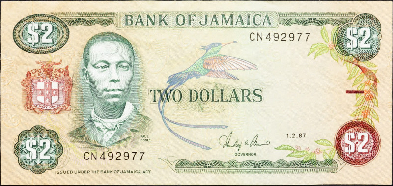 Jamaica, 2 Dollars 1987 Jamaica, 2 Dollars 1987; F

Grade: F