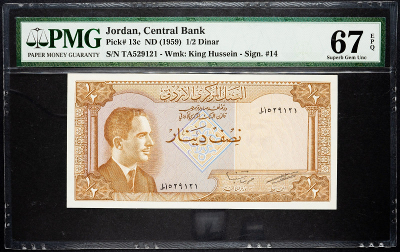 Jordan, 1/2 Dinar 1959 Jordan, 1/2 Dinar 1959 67 EPQ

Grade: 67 EPQ