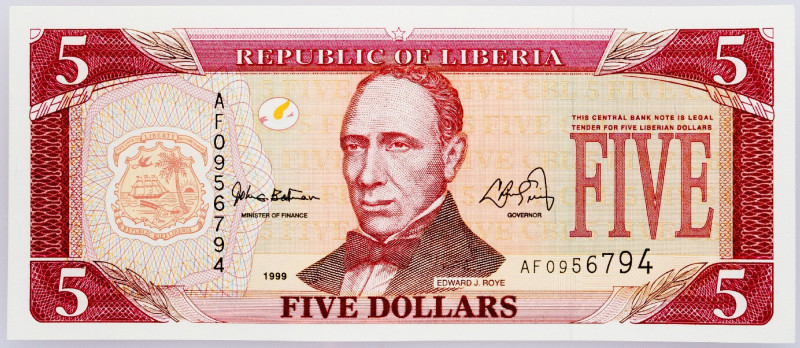 Liberia, 5 Dollars 1999 Liberia, 5 Dollars 1999; UNC

Grade: UNC