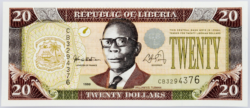 Liberia, 20 Dollars 1999 Liberia, 20 Dollars 1999; UNC

Grade: UNC