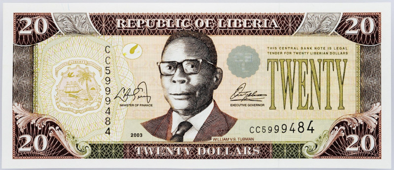 Liberia, 20 Dollars 2003 Liberia, 20 Dollars 2003; UNC

Grade: UNC