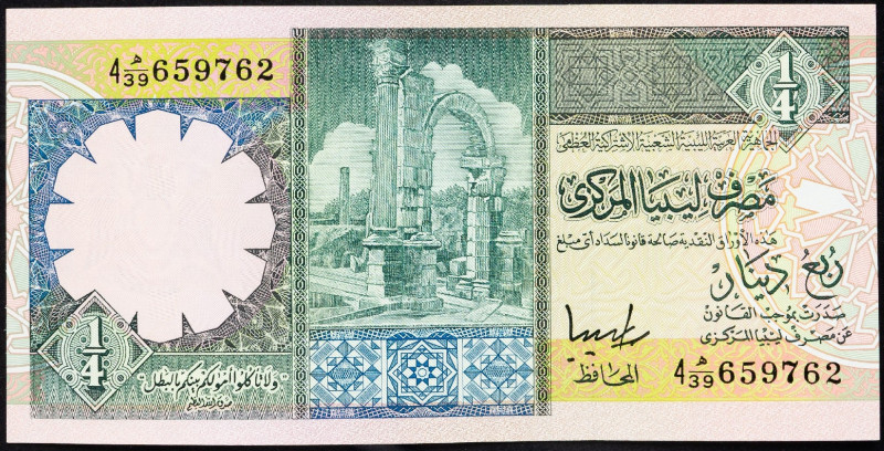 Libya, 1/4 Dinar 1991 Libya, 1/4 Dinar 1991; UNC

Grade: UNC