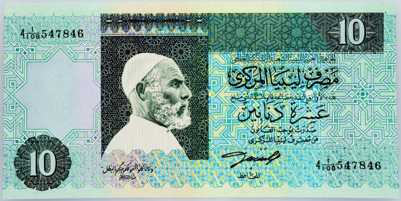 Libya, 10 Dinars 1991 Libya, 10 Dinars 1991; UNC

Grade: UNC