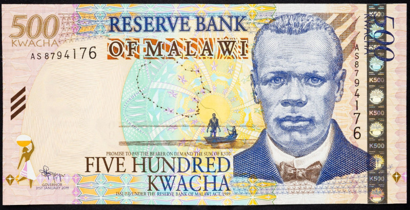 Malawi, 500 Kwacha 2011 Malawi, 500 Kwacha 2011; UNC

Grade: UNC