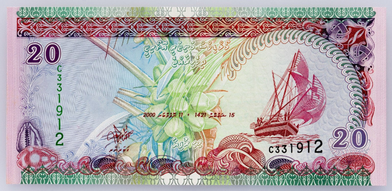Maldives, 20 Rufiyaa 2000 Maldives, 20 Rufiyaa 2000; aUNC

Grade: aUNC