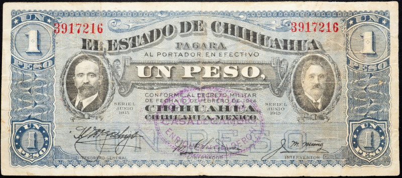 Mexico, 1 Peso 1915 Mexico, 1 Peso 1915; VG

Grade: VG