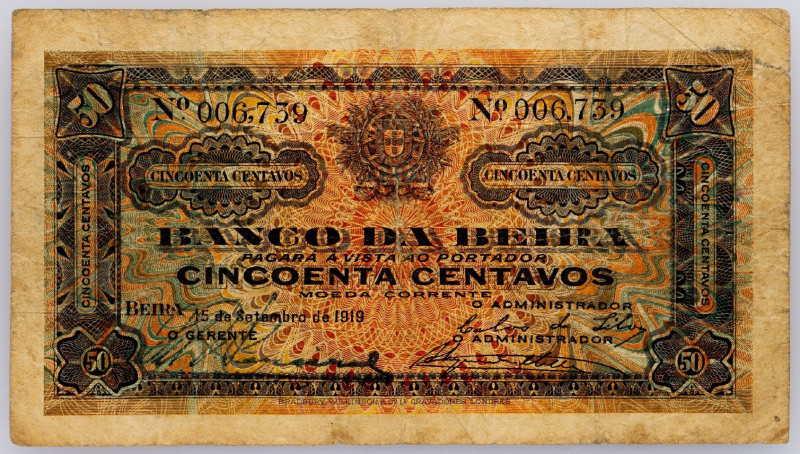 Mozambique, 50 Centavos 1919 Mozambique, 50 Centavos 1919; G

Grade: G