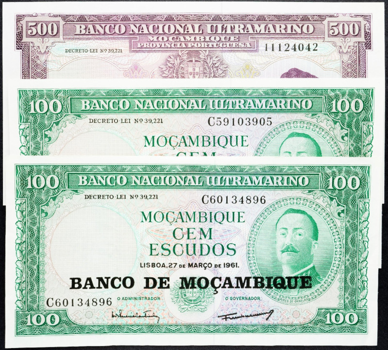 Mozambique, 100, 500 Escudos 1961, 1967 Mozambique, 100, 500 Escudos 1961, 1967,...