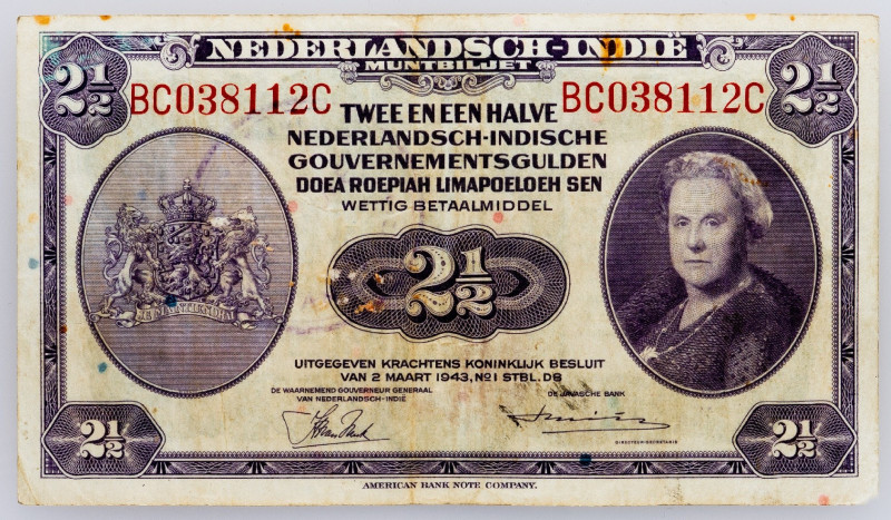 Netherlands East Indies, 2 1/2 Gulden 1943 Netherlands East Indies, 2 1/2 Gulden...