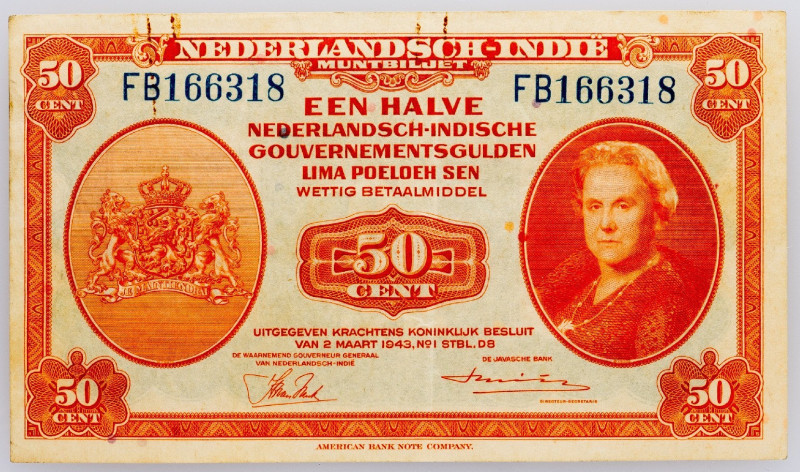 Netherlands East Indies, 50 Cent 1943 Netherlands East Indies, 50 Cent 1943; F
...