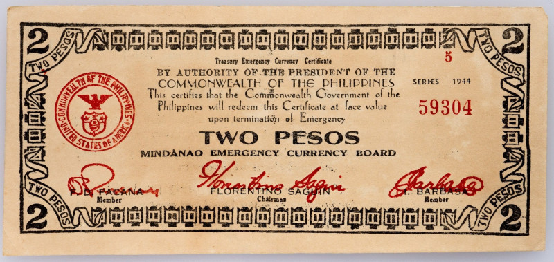 Philippines, 2 Pesos 1944 Philippines, 2 Pesos 1944; aUNC

Grade: aUNC