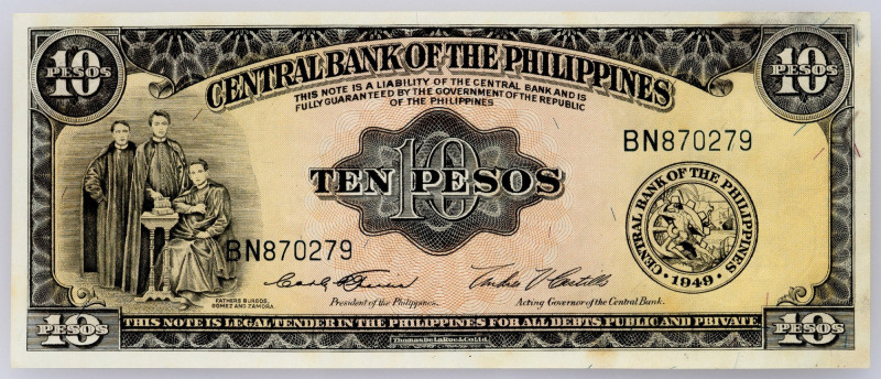 Philippines, 10 Pesos 1961 Philippines, 10 Pesos 1961; aEF

Grade: aEF