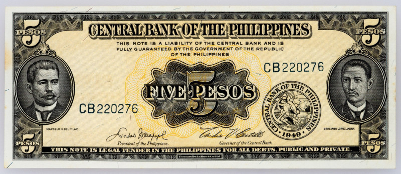 Philippines, 5 Pesos 1961-1965 Philippines, 5 Pesos 1961-1965; aUNC

Grade: aU...